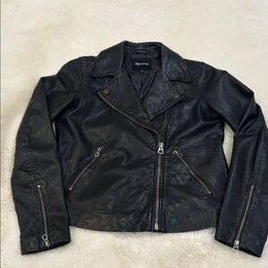 Madewell Washed Leather Motorcycle Jacket: Brass Hardware Edition